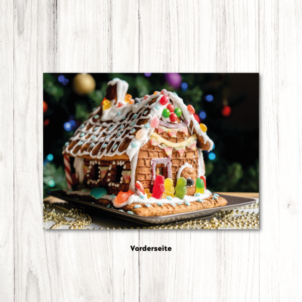 weihnachtskarte das schmackhafte lebkuchenhaus 1